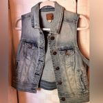American Eagle  Outfitters Brown Leather Patch Denim Vest Photo 0