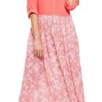 Woman Within CORAL ROLL-CUFF CRINKLE MIDI MAXI DRESS SIZE 16W Photo 2