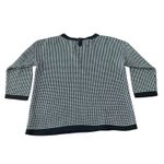 Talbots  Houndstooth Sweater Top Women's Size M Black White Long Sleeve Pockets Photo 4