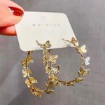 18K Gold Plated Gold Butterfly Hoop Earrings for Women Photo 0