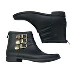 Loeffler Randall Rain Boots Women's Size 9 Fenton Black Rubber Gold Buckle Ankle Photo 2