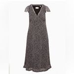 Wilfred  Camelot Dress Navy White‎ Floral Midi Cap Sleeve Medium Chiffon Photo 14