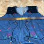 Napa Valley Vest Woman Size Large Denim with Embroidery Vintage Zip Up Y2K Blue Photo 9