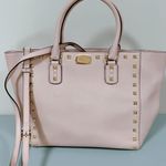 Michael Kors Light Pink Mauve Leather Gold Studded Designer Satchel Bag Handbag Purse Pocketbook 🎀 Photo 4