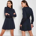 Topshop Smocked Long Sleeve Jersey Knit Skater Dress Blue 8 Photo 1