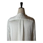 Boss Hugo Boss Shirt Women XL White Crinkled Satin Button Front Blouse Luxury Photo 3