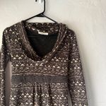 Hazel Brown Patterned Long Sleeve Cowl Neck Knit Dress Fair Isle Print Small S Photo 2