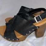Kork-Ease Korks 9M black Kristian leather platform wedge sandals buckle closure studded Photo 2