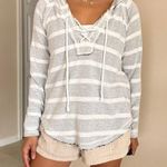 Billabong Women's Gray &White Striped Terry Cloth Long Sleeve Hoodie Size M Photo 7
