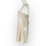 Cinq a Sept Lauri Mini Dress Women's Plus 14 Ivory Sequin Silk Strappy Lace Up Photo 3
