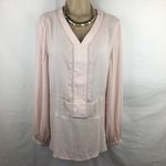 Ro & De Women's Pink Sheer Long Sleeve Double V Eyelet Top M NEW Photo 2