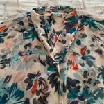 Chelsea28 floral faux wrap sheer 3/4 sleeves white & blue blouse size S bohemian Photo 10