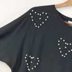 LIV Milano Sweater Large Embellished Valentines Hearts Romantic Dolman Parisian Black Photo 1