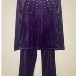 Rebecca Malone Women’s Small 2 Piece Track Running Suit Purple Velvet Full Zip Photo 0