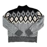 MONROW Mock Neck Fair Isle Pullover Sweater Black White Gray Wool Alpaca Blend S Photo 1