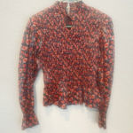 Elli White Floral Print Long Sleeve Top With High Neck and Ruffle Detail Large Pink Photo 0