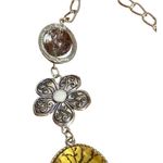 NY & Co Statement Bib Necklace Animal Print Flower Black Rose Acrylic Adj 21" Silver Photo 3