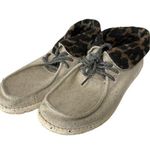 Hey Dude Cream Black Cheetah Britt Foldable Cuff Shoes Tie Lace Slip On Womens 7 Photo 0