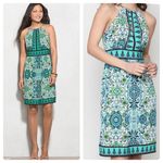 London Times aqua green and white print halter dress size 10P Photo 1