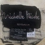 Vintage 90s Cardigan Sweater Fitted Knit Oatmeal Gold Metallic Dark Floral Size L Photo 7