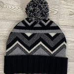 Nordstrom  Cashmere Wool Fair Isle Pom Beanie In Black Gray Combo Photo 0
