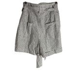 La Vie Rebecca Taylor Corinne White Black Polka Dot High Rise Tie Waist Shorts L Size L Photo 8