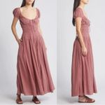 Free People  Dainty Romantic Ethereal Feeling Bonita Midi Maxi Dress Rose Large Photo 3