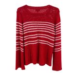 Umgee  S red white striped lightweight bell sleeve sweater coastal holiday casual Photo 1