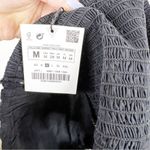 ZARA NWT Floral Embroidered Cropped Tube Top M Black Photo 6