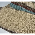 Crochet Shoulder Bag Tote Handbag Purse Brown Green Orange Striped Boho Womens Photo 7