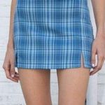 Brandy Melville Blue plaid Cara skirt with front slits never worn Photo 0