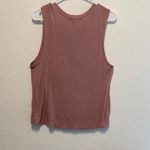 Charlotte Russe Mauve Dusty Rose Pink Lace-Up Tank Top Edgy Metal Deep V Size M Photo 3