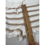 Madden NYC Striped Crochet Knit Shorts Women Drawstring Beach Boho Tan Sz L White Size L Photo 9