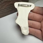 Ceramic Hand Crafted Christmas Stocking Striped Brooch Pin Holiday Photo 7
