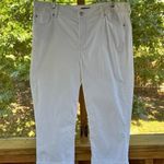 NYDJ  Women's White Crop Jeans Rhinestone Cuffs Size 16 Photo 0