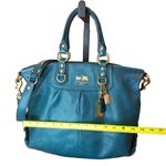 Coach Vintage  Madison Turquoise Leather Satchel Rear Zipper Pocket Bag 12935 Photo 10