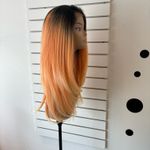 Full lace human hair blend wig, coral with dark roots Orange Size undefined Photo 8