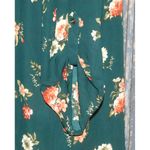 Justify Women's Blouse Size 1X Green Fall Floral 3/4 Roll Tab Sleeve Gold Tone Photo 5