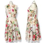 Melonie T Dress Retro‎ Floral Birds Cut Out NO BELT Neckline Cross Neck Size 16 Pink Photo 2