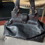 Kenneth Cole New York Black Word Embossed Silver Hook Clasp Shoulder Bag Photo 8