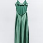 ZARA  Dress wedding emerald green Slip Midi Satin Effect Maxi Coctail Party Photo 6
