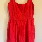 Commence NWT RED Semi-Sheer Solid Square Neckline Short Dress SMALL COTTON  Photo 0