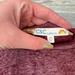 C&C California  knit long sleeve top burgundy Thankful embroidery medium C5 Photo 2