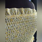 Mable floral smocked tiered ruffle spaghetti strap maxi dress, size medium Yellow Photo 4