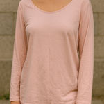 J.Crew Pink long Sleeve Cotton Scoop Neck Top Women's Size XL Photo 0