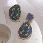 Oil Painting Graffiti Stud Drop Earrings Purple Photo 2