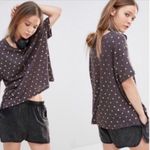 Anthropologie Sundry Metallic Gold Polka Dot T-shirt Photo 1