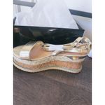 Pretty Little Thing NIB  Sandals Espadrille Lace Up Platform Gold 5 Party Event Photo 1