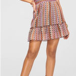 Ramy Brook  Zig-Zag Cami Knit Ruffle Mini Dress Size 6 Soho Multi Photo 0