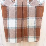 L.A.M.B. Gwen Stefani Plaid Wool Midi Skirt Size Brown White Indie Preppy Photo 3